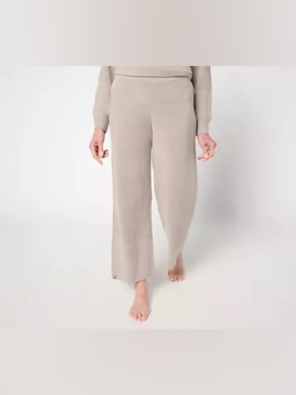 Barefoot Dreams Cozychic Ultra Lite Cream Wide Leg Crop Lounge Pants Large